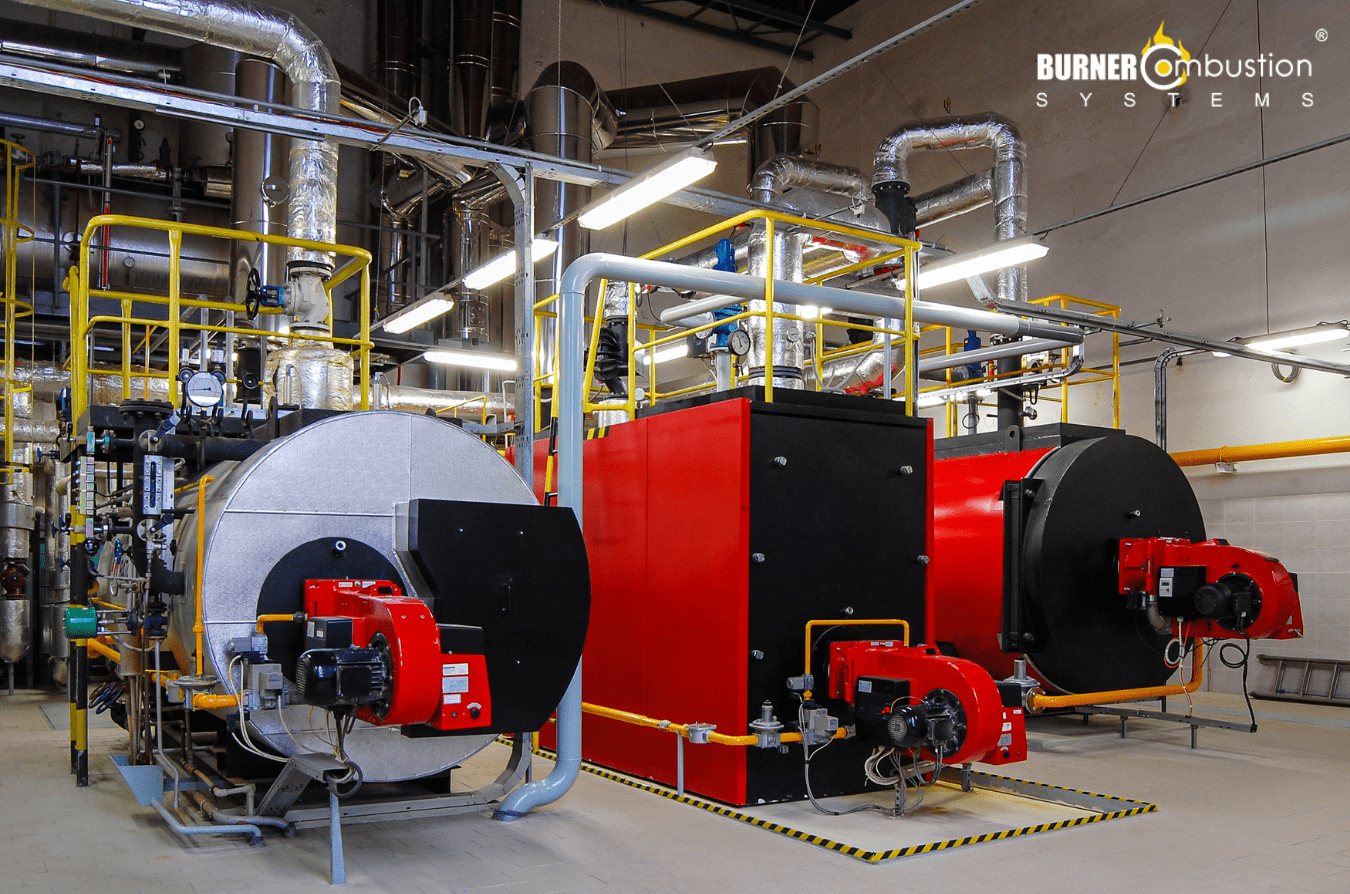 two boilers, gray pipes